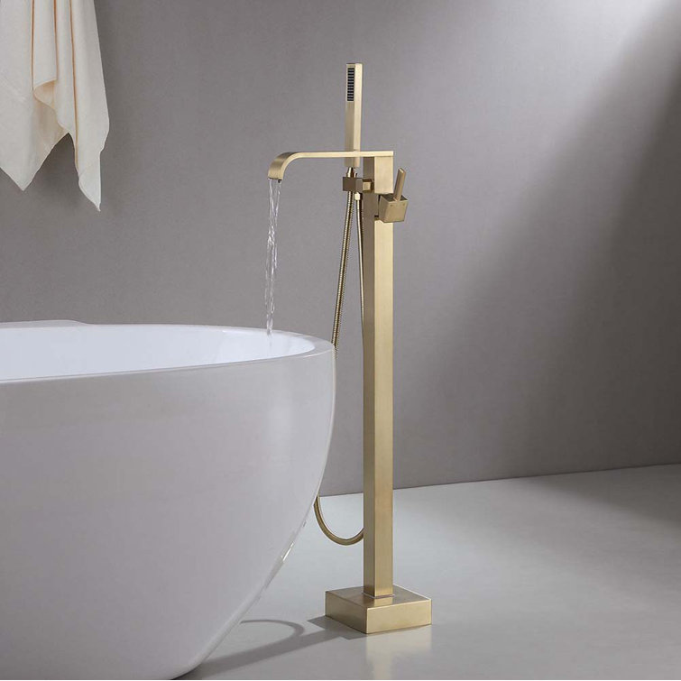 Homary Dree Brass Single Handle Floor Mounted Freestanding Tub Filler